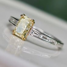 Load image into Gallery viewer, SPECIAL!  Yellow lab grown diamond ring in 14k yellow &amp; white gold