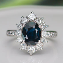 Load image into Gallery viewer, 50% OFF!  Estate Sapphire and diamond cluster style ring in platinum