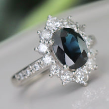Load image into Gallery viewer, 50% OFF!  Estate Sapphire and diamond cluster style ring in platinum