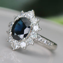 Load image into Gallery viewer, 50% OFF!  Estate Sapphire and diamond cluster style ring in platinum