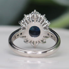 Load image into Gallery viewer, 50% OFF!  Estate Sapphire and diamond cluster style ring in platinum