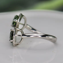 Load image into Gallery viewer, 40% OFF!  Green tourmaline and diamond bypass style ring in platinum