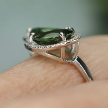Load image into Gallery viewer, 40% OFF!  Green tourmaline and diamond bypass style ring in platinum