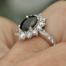 Load image into Gallery viewer, 50% OFF!  Estate Sapphire and diamond cluster style ring in platinum