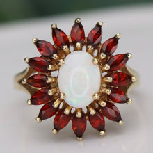 Load image into Gallery viewer, 40% OFF!  Estate vintage Opal and garnet ring yellow gold