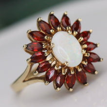 Load image into Gallery viewer, 40% OFF!  Estate vintage Opal and garnet ring yellow gold