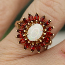 Load image into Gallery viewer, 40% OFF!  Estate vintage Opal and garnet ring yellow gold
