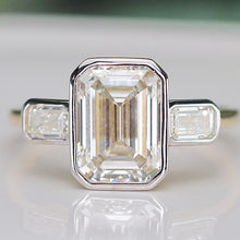Load image into Gallery viewer, SPECIAL!  3.5ctw emerald cut lab grown diamond ring in 14k yellow gold