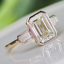 Load image into Gallery viewer, SPECIAL!  3.5ctw emerald cut lab grown diamond ring in 14k yellow gold