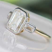 Load image into Gallery viewer, SPECIAL!  3.5ctw emerald cut lab grown diamond ring in 14k yellow gold