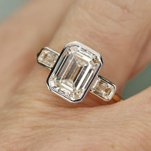 Load image into Gallery viewer, SPECIAL!  3.5ctw emerald cut lab grown diamond ring in 14k yellow gold