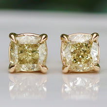 Load image into Gallery viewer, SPECIAL!  Lab grown 2ctw yellow Diamond studs in 14k yellow gold