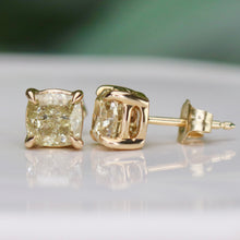 Load image into Gallery viewer, SPECIAL!  Lab grown 2ctw yellow Diamond studs in 14k yellow gold