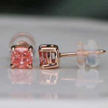 Load image into Gallery viewer, SPECIAL!  Lab grown 1ctw pink Diamond studs in 14k rose gold