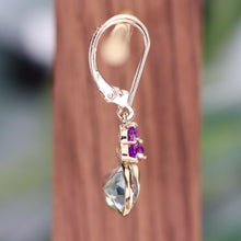 Load image into Gallery viewer, 45% OFF!!  Prasiolite and amethyst earrings in 14k yellow gold