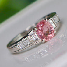 Load image into Gallery viewer, SPECIAL!  Padparadscha Sapphire and diamond ring in platinum with GIA report