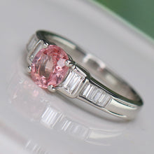 Load image into Gallery viewer, SPECIAL!  Padparadscha Sapphire and diamond ring in platinum with GIA report