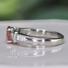 Load image into Gallery viewer, SPECIAL!  Padparadscha Sapphire and diamond ring in platinum with GIA report