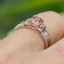 Load image into Gallery viewer, SPECIAL!  Padparadscha Sapphire and diamond ring in platinum with GIA report