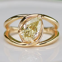 Load image into Gallery viewer, SPECIAL!  Pear shaped 2ct yellow lab grown diamond 14k yellow gold