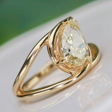 Load image into Gallery viewer, SPECIAL!  Pear shaped 2ct yellow lab grown diamond 14k yellow gold