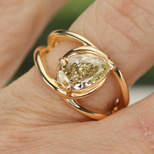 Load image into Gallery viewer, SPECIAL!  Pear shaped 2ct yellow lab grown diamond 14k yellow gold