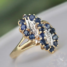 Load image into Gallery viewer, 50% OFF!  Vintage sapphire and diamond ring in yellow gold