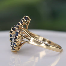 Load image into Gallery viewer, 50% OFF!  Vintage sapphire and diamond ring in yellow gold