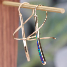 Load image into Gallery viewer, SPECIAL!  Vintage estate inlaid opal earrings in 14k yellow gold