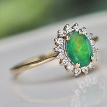 Load image into Gallery viewer, SPECIAL!  Ethiopian green Opal ring in yellow gold