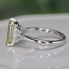 Load image into Gallery viewer, SPECIAL!  3.62ct Fancy yellow emerald cut lab grown diamond ring in 14k white gold