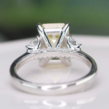 Load image into Gallery viewer, SPECIAL!  3.62ct Fancy yellow emerald cut lab grown diamond ring in 14k white gold