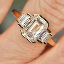 Load image into Gallery viewer, SPECIAL!  2.50ctw emerald cut lab grown diamond ring in 14k yellow gold