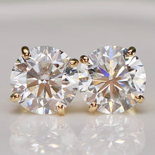 Load image into Gallery viewer, SPECIAL! RETAIL IS $1395!  Lab grown 4ctw F-G/SI+ Diamond studs in 14k yellow gold