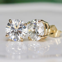 Load image into Gallery viewer, SPECIAL! RETAIL IS $1395!  Lab grown 4ctw F-G/SI+ Diamond studs in 14k yellow gold