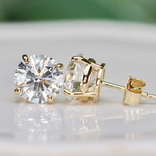 Load image into Gallery viewer, SPECIAL! RETAIL IS $1395!  Lab grown 4ctw F-G/SI+ Diamond studs in 14k yellow gold