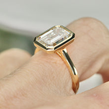 Load image into Gallery viewer, SPECIAL!  4ct emerald cut lab grown diamond ring in 14k yellow gold