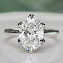 Load image into Gallery viewer, 50% BALANCE FOR C: Custom order in 14k white gold with 3.07ct oval lab grown diamond