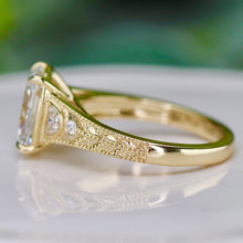 Load image into Gallery viewer, SPECIAL!  3ct cushion cut lab grown diamond ring in 14k yellow gold
