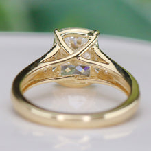 Load image into Gallery viewer, SPECIAL!  3ct cushion cut lab grown diamond ring in 14k yellow gold