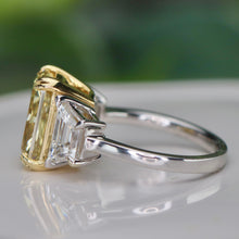 Load image into Gallery viewer, SPECIAL!  5.06ct Fancy vivid yellow radiant cut lab grown diamond ring in 14k gold