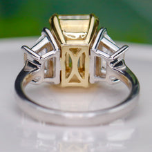 Load image into Gallery viewer, SPECIAL!  5.06ct Fancy vivid yellow radiant cut lab grown diamond ring in 14k gold