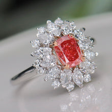 Load image into Gallery viewer, 40% OFF!  Pink and white lab grown diamond cluster ring in 14k white gold