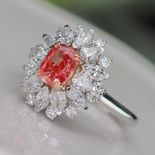 Load image into Gallery viewer, 40% OFF!  Pink and white lab grown diamond cluster ring in 14k white gold