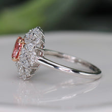 Load image into Gallery viewer, 40% OFF!  Pink and white lab grown diamond cluster ring in 14k white gold