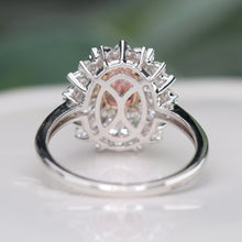 Load image into Gallery viewer, 40% OFF!  Pink and white lab grown diamond cluster ring in 14k white gold