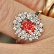 Load image into Gallery viewer, 40% OFF!  Pink and white lab grown diamond cluster ring in 14k white gold