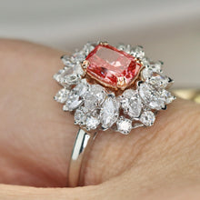Load image into Gallery viewer, 40% OFF!  Pink and white lab grown diamond cluster ring in 14k white gold