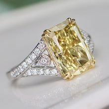 Load image into Gallery viewer, SPECIAL!  4.60ct Fancy yellow radiant cut lab grown diamond ring in 14k gold