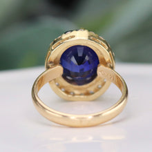 Load image into Gallery viewer, Princess Diana style synthetic Sapphire in 14k yellow gold